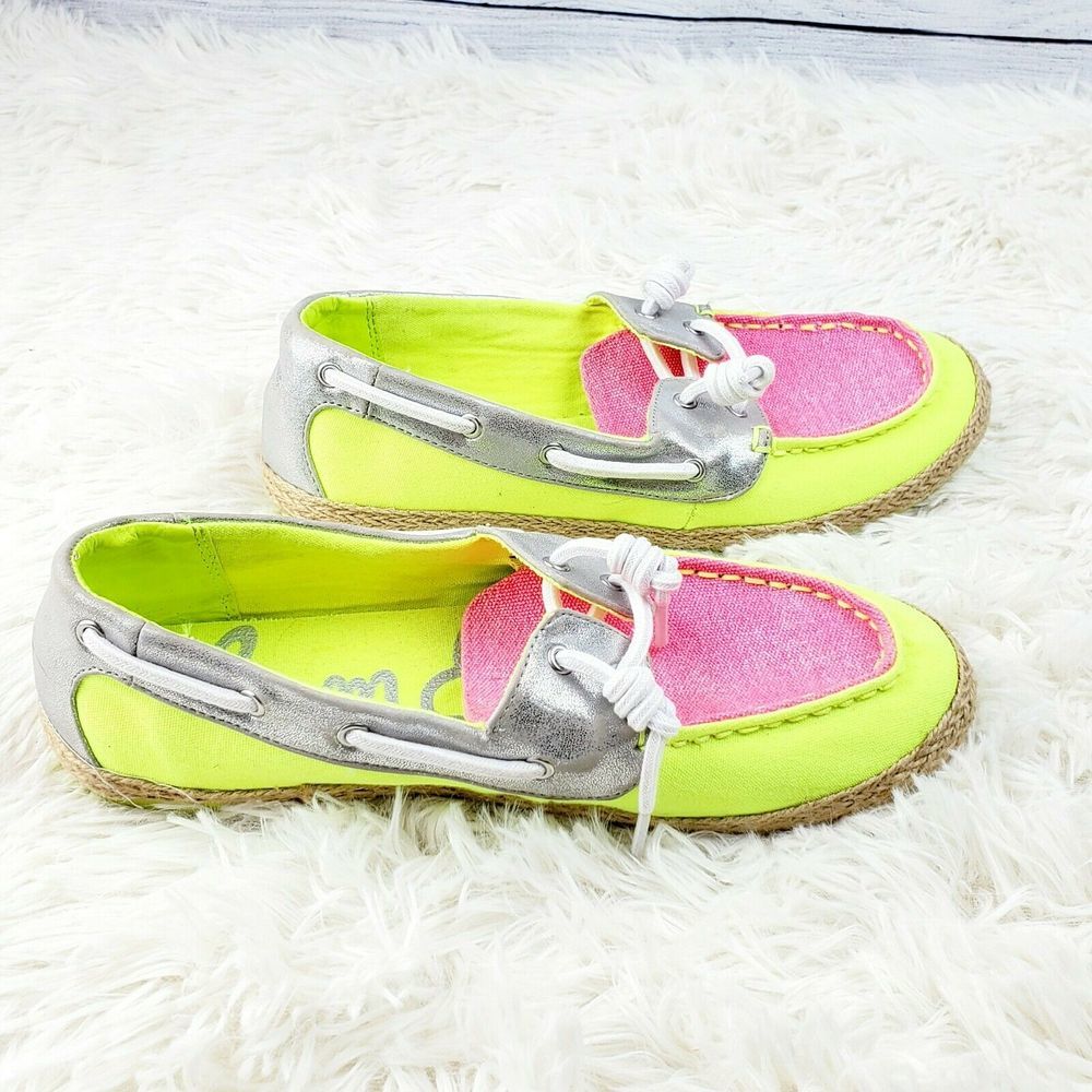 Sam Edelman Sebastian Neon Green Pink Loafers Sz 5 - Picture 5 of 6